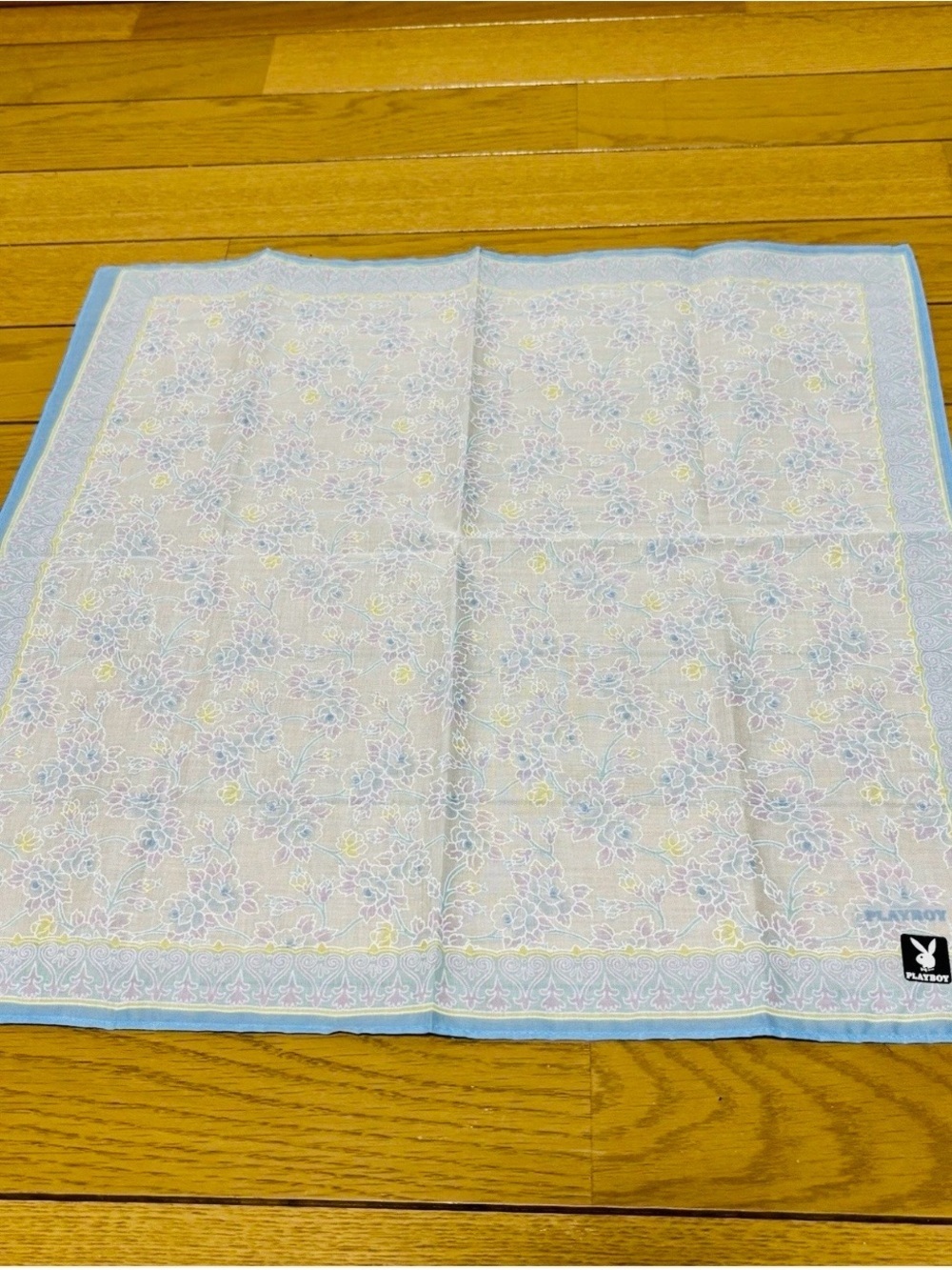 PLAYBOY Pastel Floral Square Multicolor Scarf Handkerchief Bandanna 18” x 18”